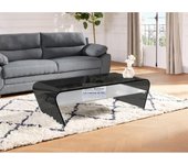 Vente-unique - Mesa de centro KELLY - Cristal templado - Negro y blanco