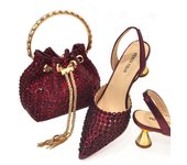 Venus Chan 2024 Mix Shoes for Women High Heels Pointed Luxury Designer Colorful Stones Evening Party Matching Shoes and Bags Set