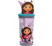 Gabby's Dollhouse Vaso Figurita 3D con Pajita Flexible 360ml Vaso Infantil La Casa de Muñecas de Gabby
