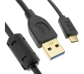 Cable USB-C 3.1 macho a USB-A 3.1 macho de 5 m con ferritas y conectores dorados - BeMatik