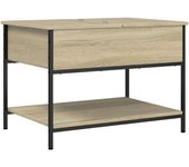 vidaXL Mesa de centro madera ingeniería metal 70x50x50 cm Negro, Roble Sonoma, Roble ahumado Mesita de Salón o Comedor o Auxiliar Mesa de Café Meuble Salón