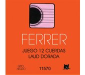 Juego de cuerdas para Laúd Doradas . Ferrer by Gato Negro. 6 cuerdas Dobles. Fabricadas artesanalmente en Acero y latón dorado de alta calidad en  España desde 1868