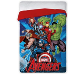 Avengers - Edredón Nórdico Avengers Marvel Los Vengadores - Rojo Azul Hulk Iron Man Thor Capitán América (Cama 90 - 105 cm) 180 x 260 cm