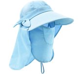 Sombrero Proteccion UV Mujer Verano Gorro de Pescador Proteccion Cuello para Mujer Transpirable Desmontable Sombrero para El Sol ala Ancha con Protección Cara