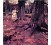 Panel decorativo del museo, listo para colgar. Van Gogh Vincent-Chica en blanco en el bosque-Cm 100x100