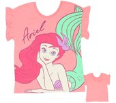 New Summer Kids Girls Princess T-shirt Cotton Cartoon Printed Mermaid Belle Rapunzel Short Sleeved Cute Thin Tee K6722