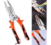 Herramienta de alicates pelacables 9 en 1 con cortador de cola, herramienta pelacables, cortadores de cables, pelacables, herramientas de electricista, herramienta multifuncional para pelar cables para electricista y liniero (naranja, 1 unidad)