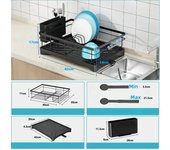 Escurreplatos de Acero Inoxidable con Soporte Extraíble y Gran Capacidad de Secado - Herramienta de Cocina para Organizar y Secar Platos y Utensilios