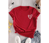 Heart Print T-Shirt Crew Neck Short Sleeve T-Shirt Casual Every Day Tops, Women's Clothing Neck Fashion Casual Sport Clothes