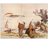 Panel decorativo del museo, listo para colgar. Hokusai Katsushika-La poesía loca-Cm 80x60