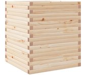 vidaXL Jardinera de madera maciza de pino 60x60x68,5 cm Color Pino natural,  Blanco,  Marrón cera y mas