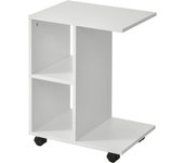 HOMCOM Mesita Auxiliar Moderno Mesa Auxiliar en Forma de C con Ruedas Estantes Abiertos para Salón Dormitorio 45x35x58 cm Negro