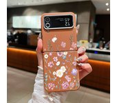 Little Flowers Folding Phone Case For Samsung Galaxy Z Flip 6 5 4 3 Leather Texture TPU Cover For Samsung Z Flip6 Flip5 Flip4 5G