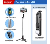 L13D Selfie Stick 1160mm with Wireless Bluetooth Double Fill Light Extended Tripod with Remote Shutter for Android IOS Cellphone