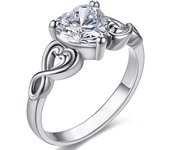 18K Rose gold Plated Love Heart Cubic Zirconia Promise Halo Engagement Promise Eternity Valentine's Day Ring for Women Size 6-10