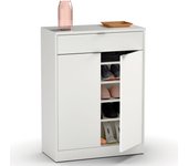 Briebe Domus Zapatero Entrada Recibidor, Mueble Auxiliar Estrecho Zapatos, 2 Puertas, 1 Cajón 101x75x36 cm Blanco