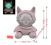 Muñeca con cara de gato gritando que brilla en la oscuridad- Adornos luminosos de terror de Halloween
