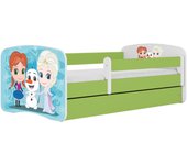 Cama 140 x 70 cm Kocot Kids com colchão BabyDreams Frozen Land Green