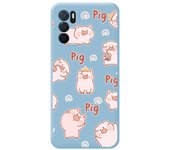 Funda Silicona Líquida Azul para Oppo A16 / A16s diseño Cerdos Dibujos