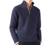 New Men Long Sleeved Turtlenecks Sweaters Knitted Solid Color Streetwear oversized Breathable half zipper coats Basic Warm coats