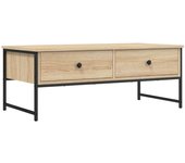 vidaXL Mesa de centro madera de ingeniería 101x49x39,5 cm Negro, Roble Sonoma, Roble ahumado Mesita de Salón o Comedor o Auxiliar Mesa de Café Meuble Salón