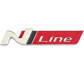 AUTOZOCO Emblema Adhesivo N Line, Emblema N Line, Insignia N Line, Insignia Adhesiva N Line, Apto para Maletero, Compatible con Hyundai, Aleación de Zinc, 12 mm x 2.5 mm, Rojo y Plateado Brillo