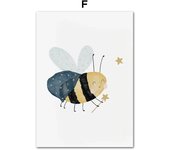 Cute Boho Animal Bear Hedgehog Koala Bee Rabbit Nursery Wall Art Canvas Painting Poster And Prints Pictures Baby Kids Room Decor