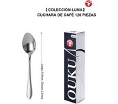 Mr.Spoon Serie Luna Cucharas 12, 48 o 120 piezas,Acero inoxidable 18/10,Alta calidad y acabado,Cuchara sopera largo 206mm,cuchara postre186mm,cuchara té y café 138mm/115mm,Mango monobloque,Apto para lavavajillas,Caja ecológica,Para casa,hotel,restaurante