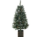HOMCOM Árbol de Navidad Artificial con Maceta 120 cm Árbol de Navidad Nevado con 328 Ramas 20 Piñas y Soporte Metálico Decoración Navideña para Interiores Verde
