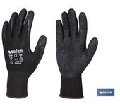 Cofan Guante de Seguridad con Soporte de Poliester y Recubrimiento de Latex Negro T-10