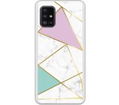 Funda compatible con Samsung Galaxy A51 5G - Be Unique Funda Gel mármol colores franja dorada