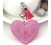 Rhinestone Heart Finger Keychain Bling Crystal Strap Pendant for Key Keychain Handbag Wallet Key Accessories Gift for Women