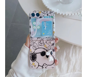 Cute Cartoon Snoopy Charlie Brown Peanuts Transparent Phone Case For Samsung Galaxy Z Flip 6 5 Hard PC Back Cover For Z Flip 3 4