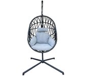 Rebecca Muebles Silla Colgante Mecedora Polyrattan Gris Para Jardín Home