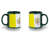 MERCHANDMANIA TAZA COLOR NEGRO RECUADRO bandera vaticano pais gobierno cristiano papa color mug