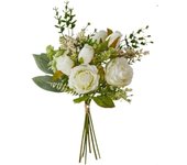 Ramo de rosas artificiales para decoración del hogar, sala de estar (blanco), 2 piezas