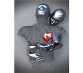 Metal Figure Statue Posters Print Modern Lovers Sculpture Canvas Painting Wall Art Wall Pictures for Room Home Decoration