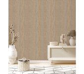Muestra DIN A4 de Papel pintado de listones de madera natural imitando a panel de palillería decorativo - Oak Orbit 682815 de GAULAN