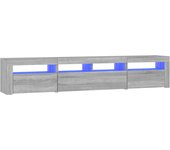 vidaXL Mueble de TV con luces LED 210x35x40 cm, Mueble de Salon, Mueble TV, Mueble TV salon, Mesa de TV, Mueble tele