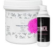 Packs Tatuaje Stencil Tattoo Gel Loción Fijadora Plantillas 200 ml + 100 Cuchillas de Depilación Desechables + Vaselina Filante de Uso Profesional 500 ml
