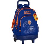 SAFTA - VALENCIA BASKET Mochila con Carro Incorporado Diseño Único y Licencia Oficial - Mochila hombreras y espalda acolchada - Mochila Extraible se puede lavar - Mochila carro incorporado diseño único  - Mochila Espalda Ergonómica y Hombreras Acolchadas