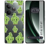 Tumundosmartphone Funda Silicona Transparente para Realme GT 6 / GT 6T 5G diseño Cactus Dibujos