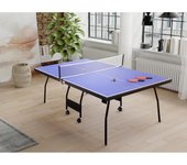 Vente-unique - Mesa de ping-pong plegable con ruedas para interior con accesorios - Ancho 274 x Prof. 152.5 x Alt. 76 cm - GARRY