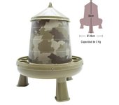 FINCA CASAREJO Pack Comedero y Bebedero con Patas para Gallinas - Capacidad 2Kg / 3L - Tolva y Bebedero Sifónico en Colores Camuflaje