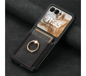 For Motorola Razr 50 Ultra Mooto Razr40 Retro Plain PU Leather Card Slot Holder Wallet Phone Case Ring Bracket Shockproof Cover