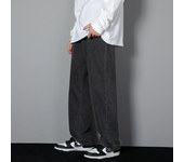 2023 New Korean Men's Casual Long Jeans Classic Man Straight Denim Wide-leg Pants Solid Color Light Blue Grey Black 3XL