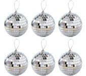 24 piezas de Bolas de Espejo de disco plateadas para decoración de Fiestas, Adornos para árboles de Navidad, Bodas, Fiestas de cumpleaños