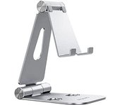 Aisens soporte de sobremesa tamaño xl ajustable (2 pivotes) para movil / tablet - color plata