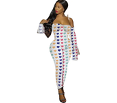 Skinny Jumpsuits SXY Off The Shoulder Leopard Print Catsuit Bodysuits Flare Sleeve One Piece Long Pants Playsuit