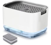Dispensador de jabón y soporte para esponja, dispensador de jabón para platos de cocina, blanco